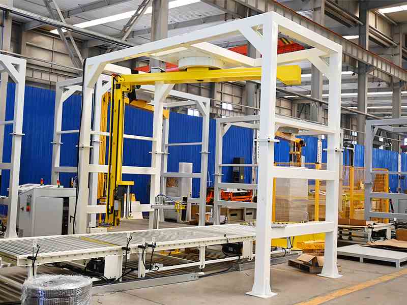 摇臂式全自动缠绕膜机在高位托盘包装中的应用说明